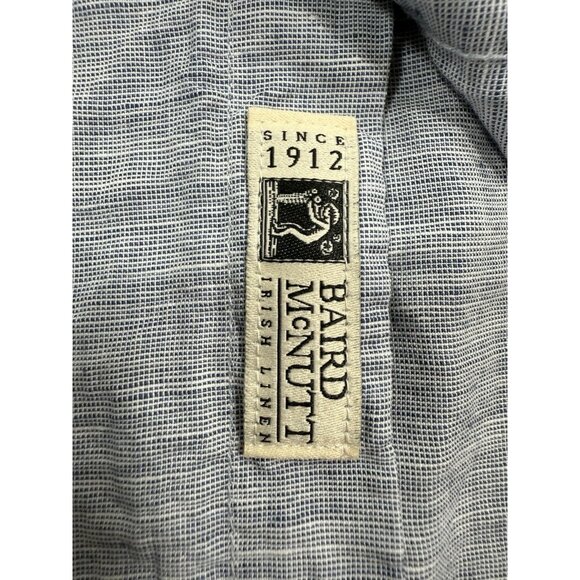 J Crew Mens Baird McNutt Irish Linen Blend Shirt Sz Medium Long Sleeve Blue - Picture 7 of 13